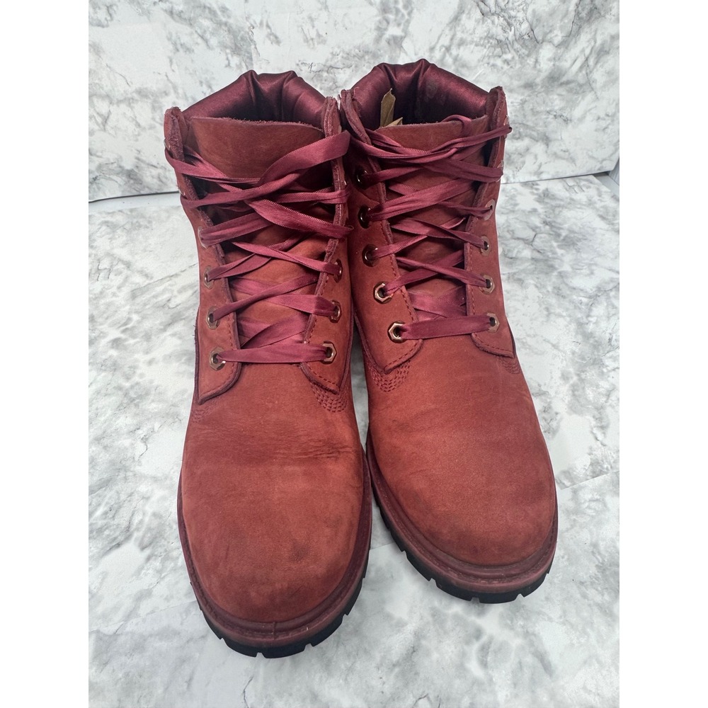 Timberland❤️ Premium 6" Waterproof‎ Boots Burgundy Maroon Nubuck Gorpcore boho - Picture 11 of 13